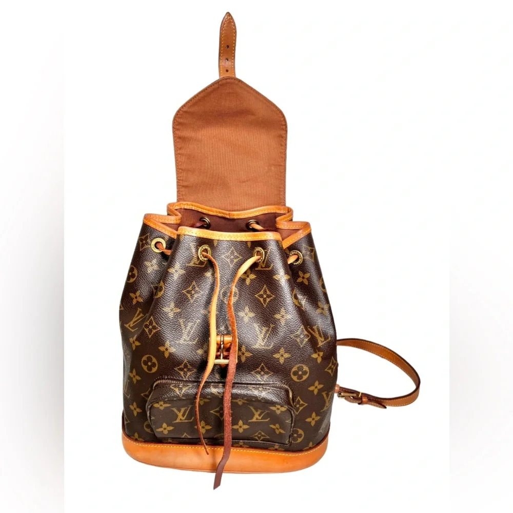 Louis Vuitton Monogram Canvas Brown Backpack with Tan Trim